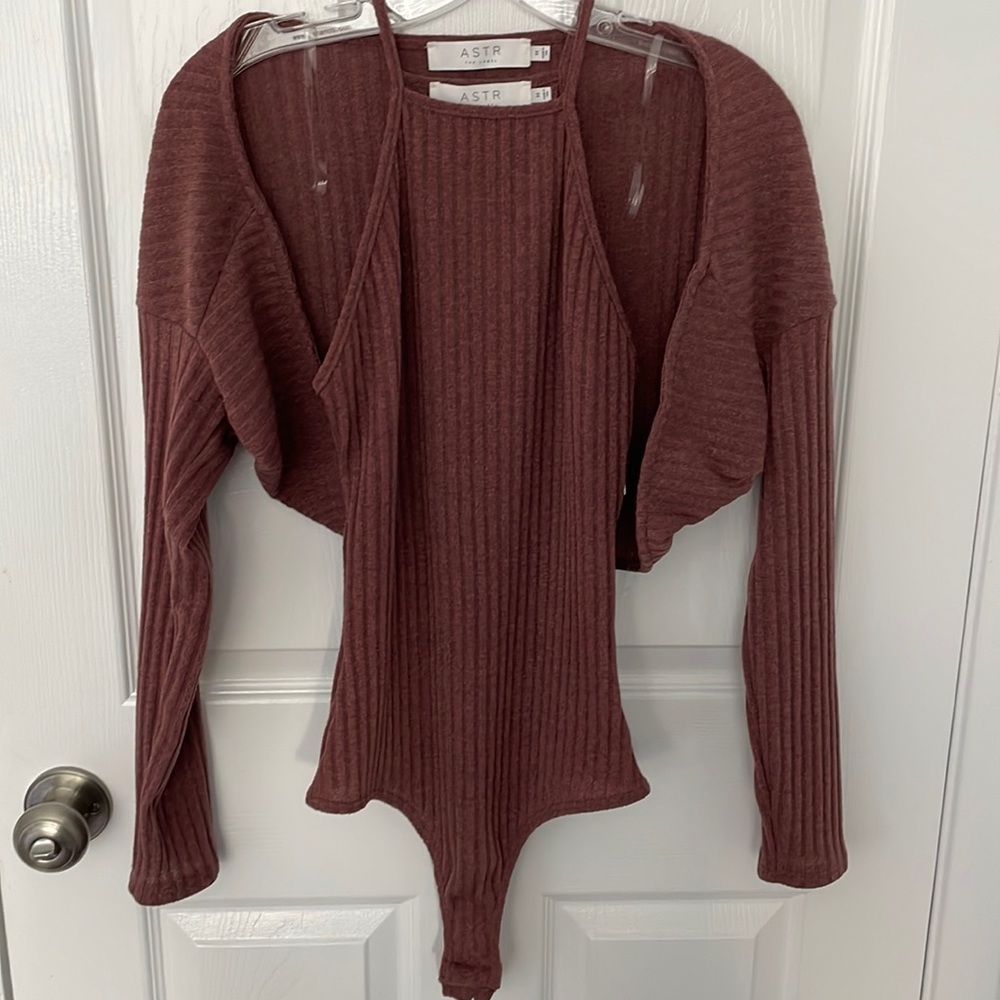 Astr Ribbed Brown Bodysuit - Picture 3 of 8